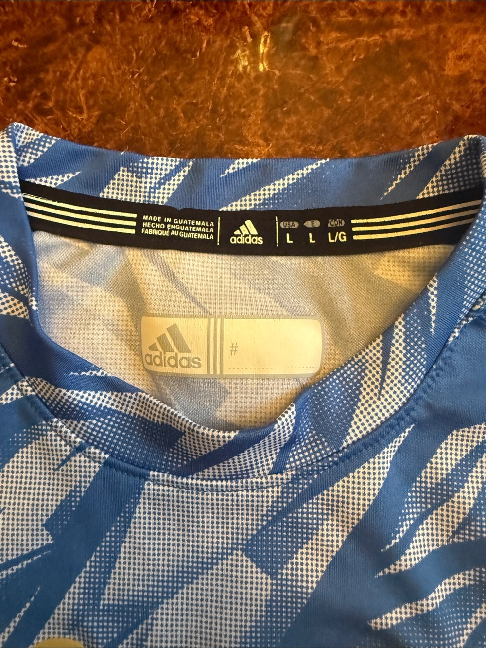 adidas UCLA Long-Sleeve Rash Guard - Blue/Gold Script - Picture 4 of 6